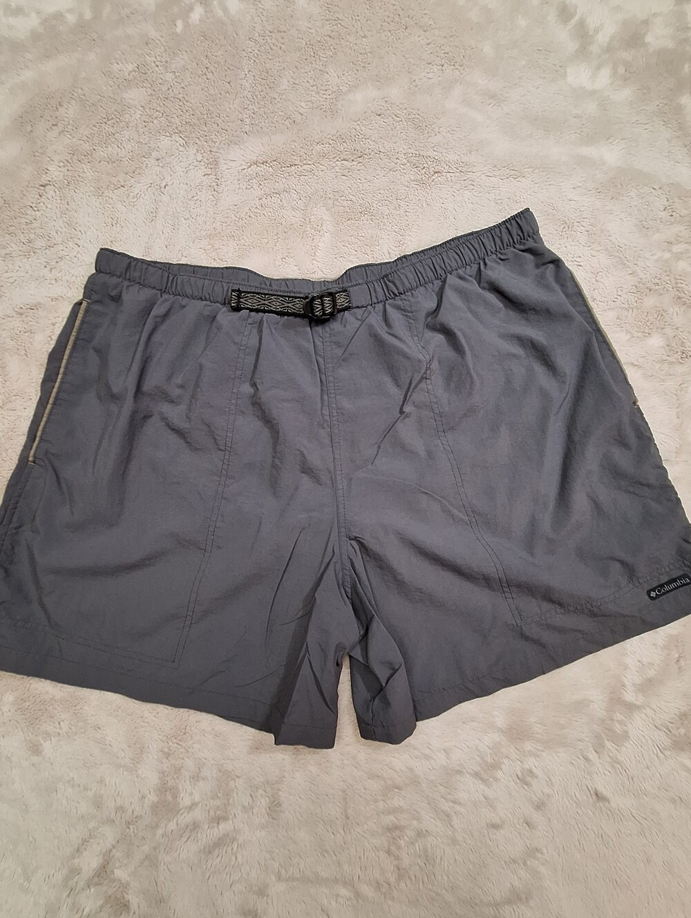 Columbia Men’s Gray Lined Athletic/Swim Shorts 5" Inseam With Belt XXL